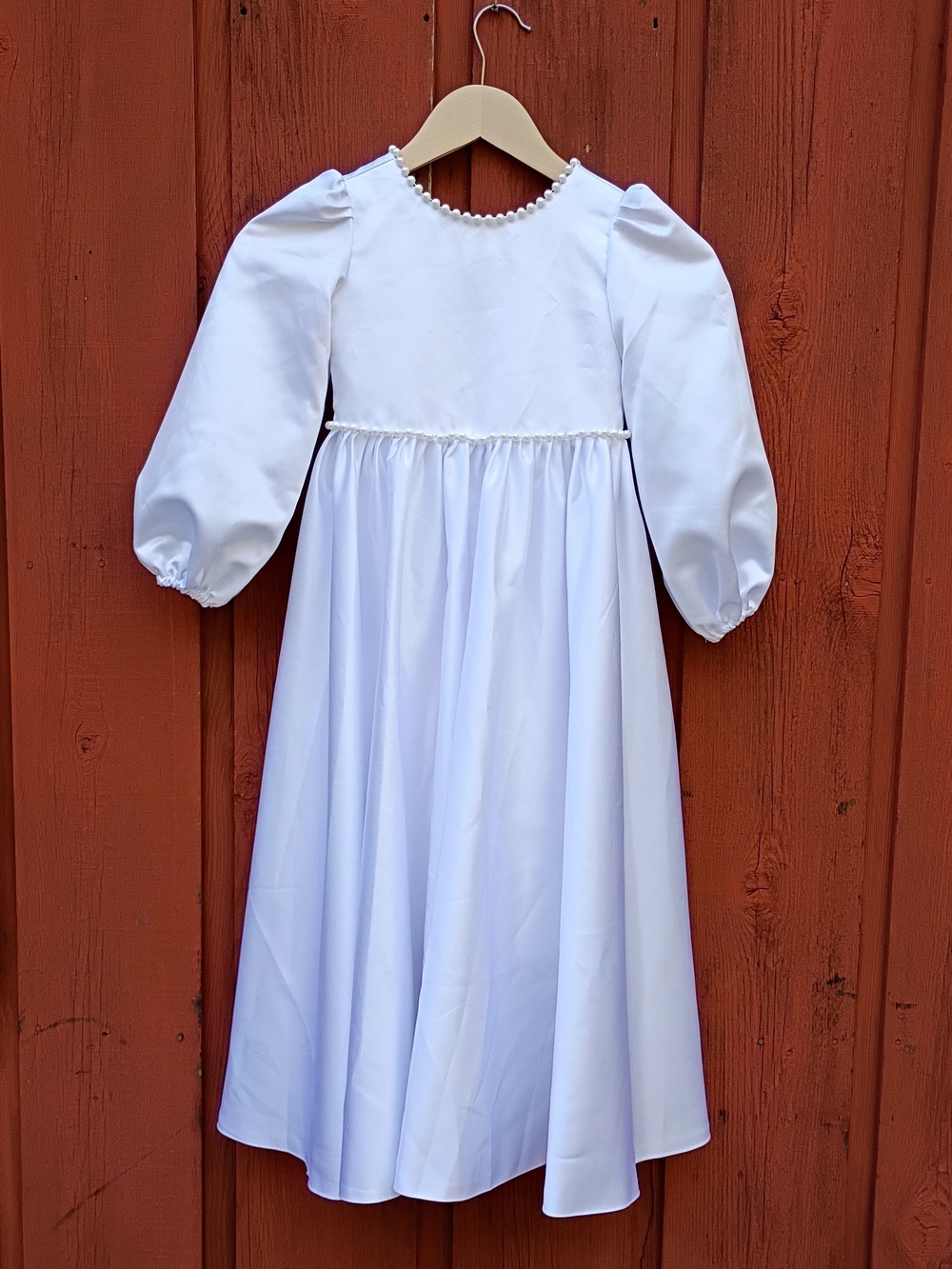 Girls' Flower Child Gown, First Communion Sz 4 Pearl Trim Detail Detachable Bow